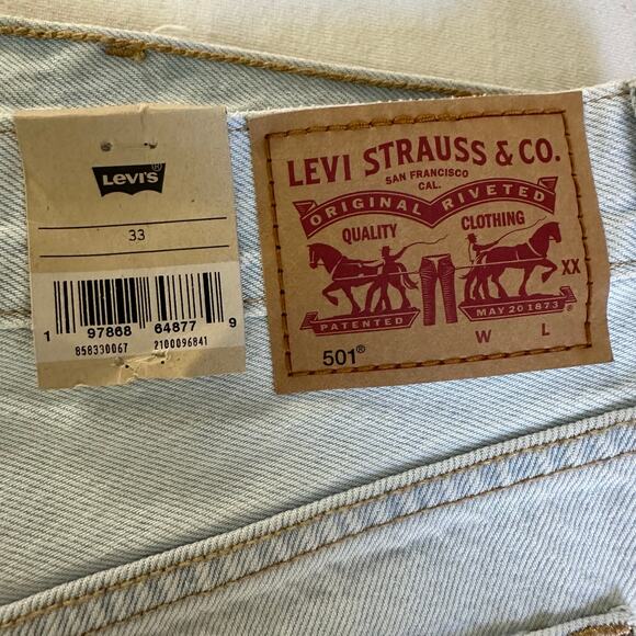Levi Strauss Womens 501 Shorts Size 33 Cut Off Light Blue Denim High Rise NWT - Picture 8 of 11